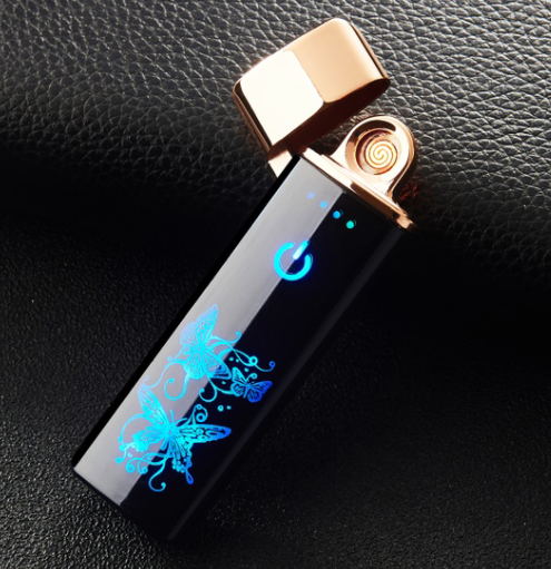 Encendedor Turbo USB de tungsteno, encendedor táctil curvo de pantalla completa para encendedor electrónico, logotipo láser personalizado