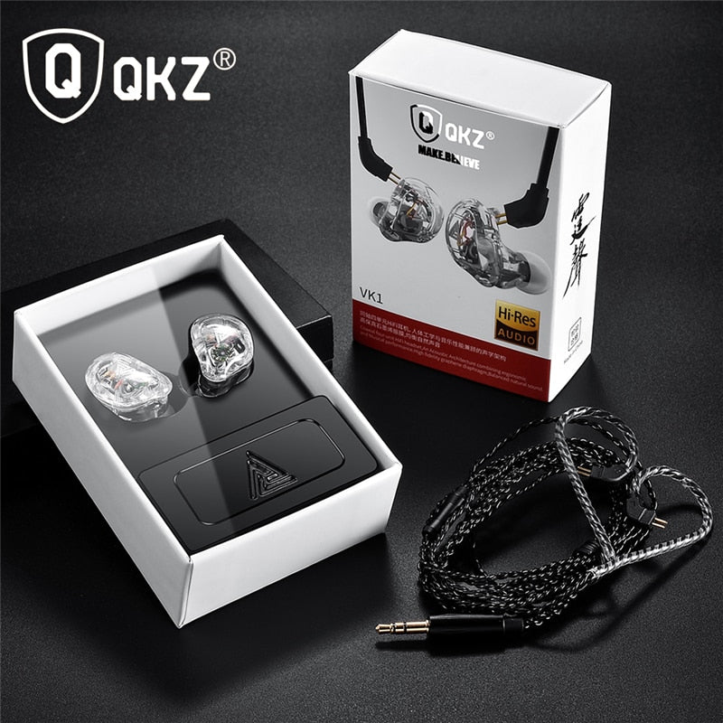 Nuevo auricular QKZ VK1 4DD en la oreja HIFI DJ Monito Running Sport auriculares auricular auricular ZS10 ZS6 fone de ouvido audifonos