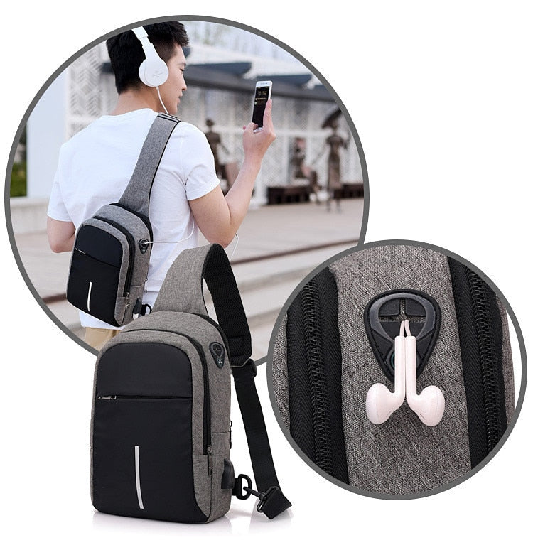 Fengdong, pequeño bolso de hombro con carga usb, bolsos de mensajero para hombre, bolso de pecho impermeable para hombre, mochila de viaje para niño, bolsos cruzados para hombre