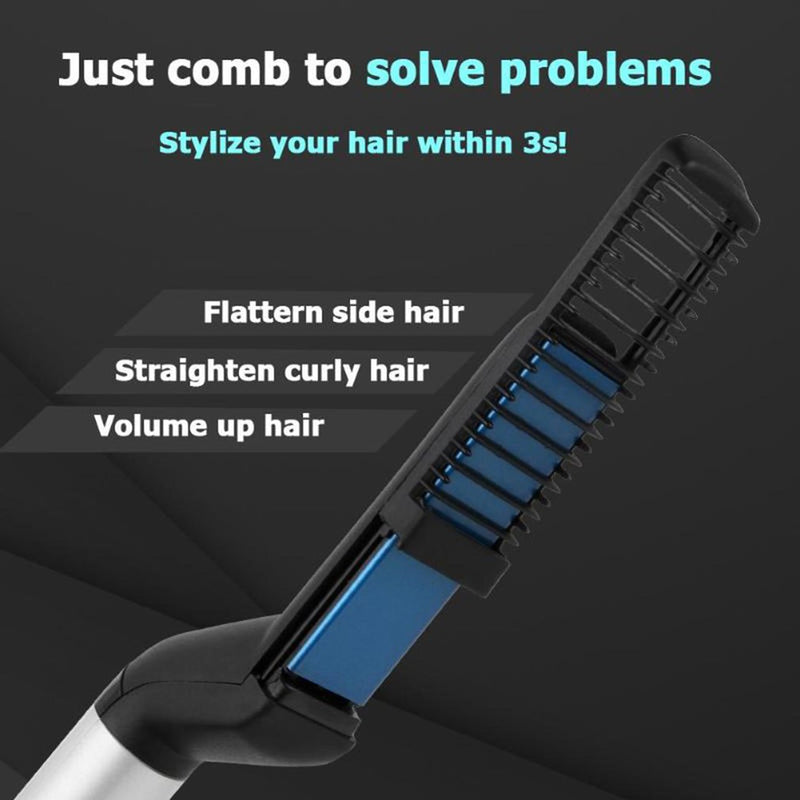 Men Quick Beard Straightener Styler Comb Multifunctional Hair Curling Curler Show Cap Tool Drop shipping
