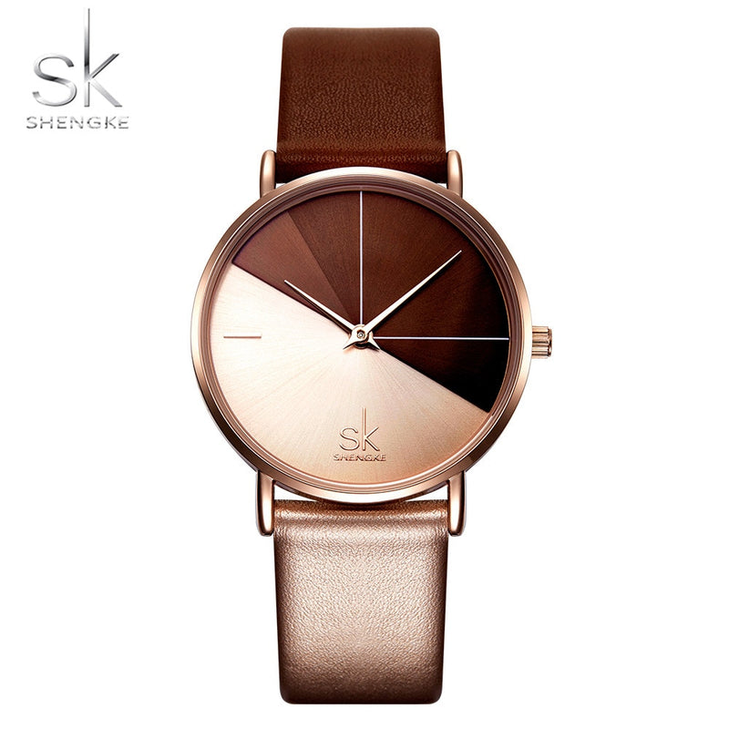 SK Luxury Leather Watches Women Creative Fashion Quartz Watches For Reloj Mujer 2019 Ladies Wrist Watch SHENGKE relogio feminino