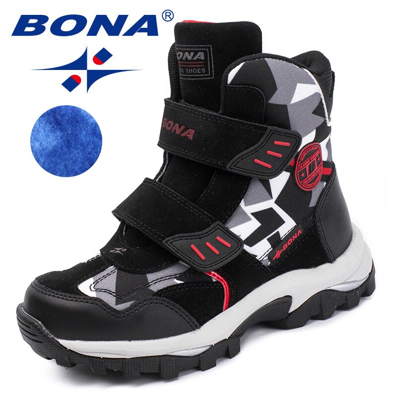 BONA New Popular Style Children Boots Hook &amp; Loop Boys Winter Shoes Round Toe Girls Ankle Boots Comfortable Fast Free Shipping