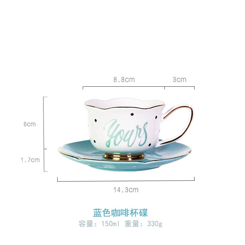 Japanese Style Cute Coffee Cup Saucer Set Tea pot Milk Jug Sugar Pot Tea Tray Set Reusable Latte Cappuccino Cups 180ml