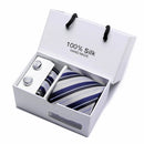 New Design Tie Set With Gift Box Jacquard Woven gravata Silk Tie Hanky Cufflinks Necktie Sets For Wedding Party Men