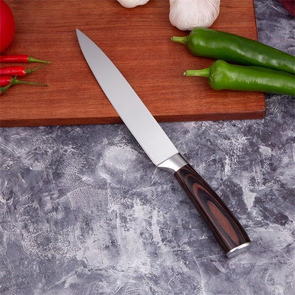 Juego de cuchillos de cocina Mokithand, cuchillos de Chef japoneses profesionales 7CR17, cuchillo para pelar carne Santoku de acero inoxidable de alto carbono