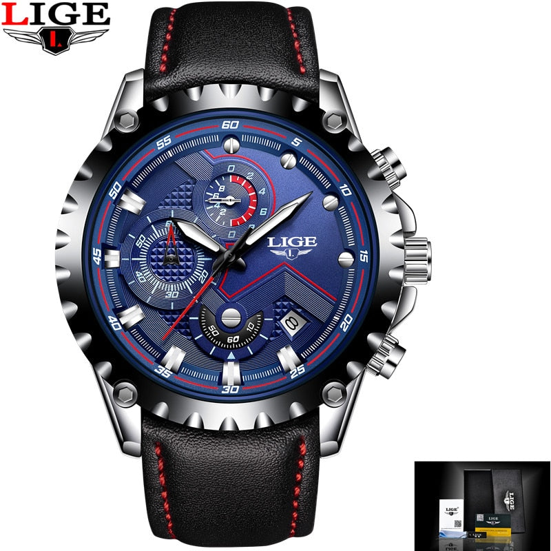 Marca LIGE, relojes de moda para hombre, reloj deportivo de cuarzo resistente al agua para hombre, reloj militar de acero completo, relojes de pulsera, reloj Masculino