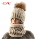 2021 Damen Mütze Mit Schal Warmes Fleece Innen Beanie Mädchen Wintermütze Für Frauen Echter Nerz Bommelmütze Weibliche Strickmützen
