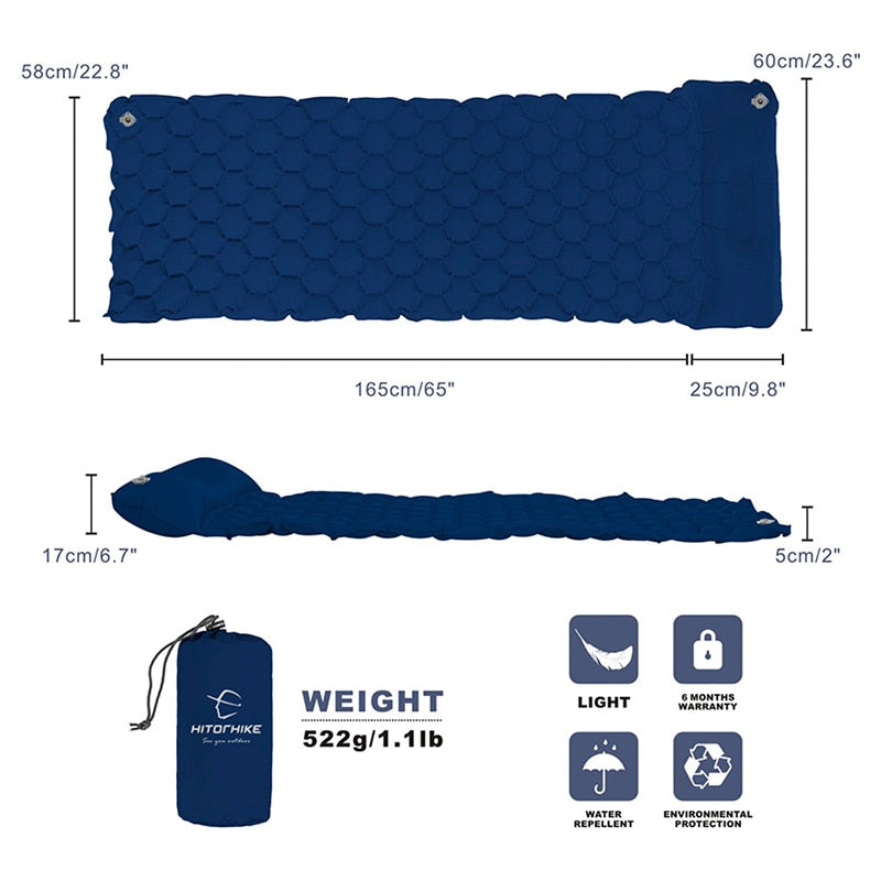 Hitorhike/Homful Inflatable Sleeping Pad Moisture-proof Camping Mat With Pillow air mattress glamping Cushion inflatable sofa
