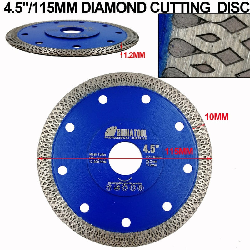 SHDIATOOL 1pc Diamond Cutting Disc X Mesh Turbo Saw Blade Rim Segment Circular Hot-pressed Sintered Dia 4" 4.5" 5" 7"8"9" 10"12"