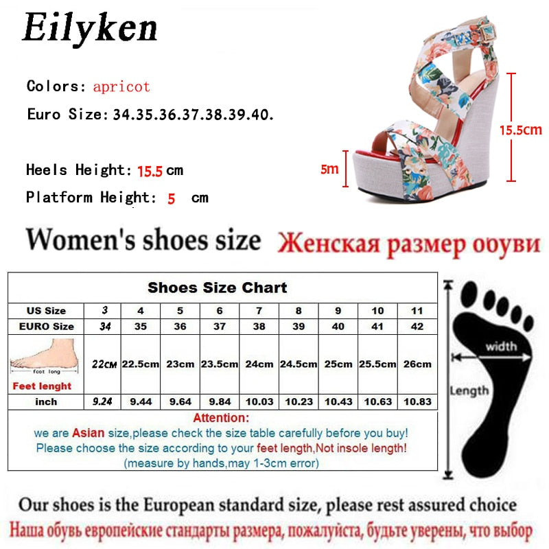 Eilyken Designer Buckle Strap Platform Wedges Women&