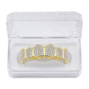 TOPGRILLZ Hip Hop GRILLZ Iced Out AAA Zircon Fang Mouth Teeth Grillz Caps Top &amp; Bottom Grill Set Men Women Vampire Grills