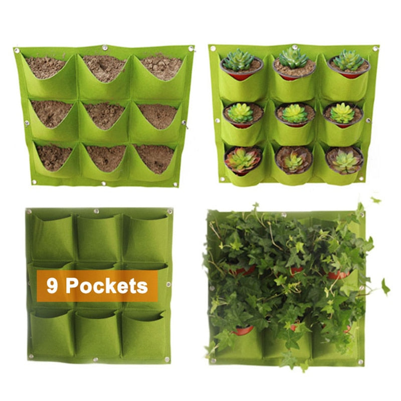 Bolsas de plantación para colgar en la pared, 24 bolsillos de tamaño, bolsa de cultivo verde, jardinera Vertical, bolsa de bonsái para vida vegetal y jardín, suministro de flores para el hogar