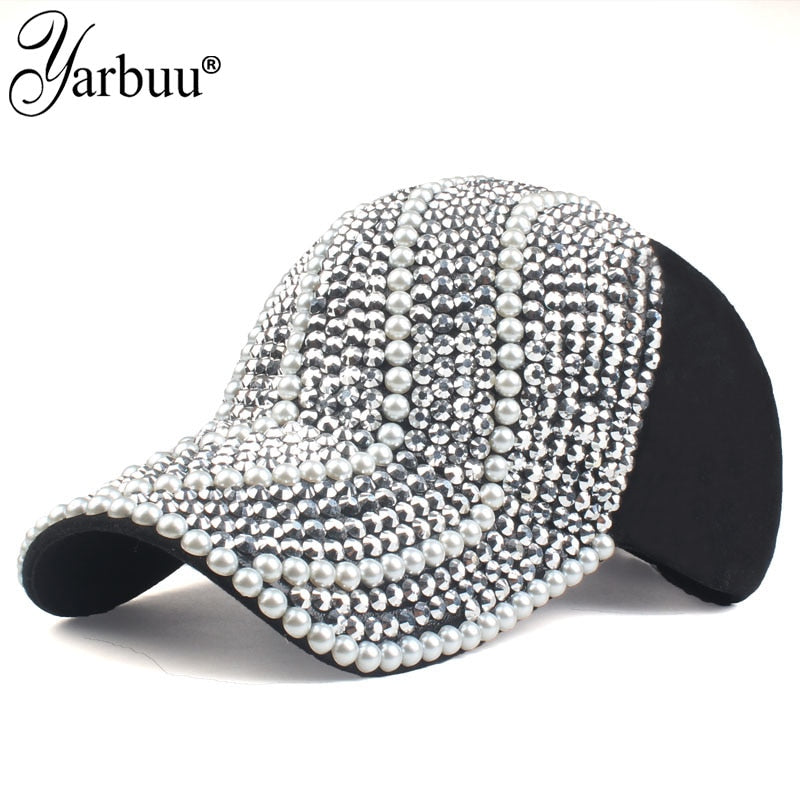 [YARBUU] nueva marca de gorras de béisbol para mujer, sombrero con diamantes de imitación, gorra para mujer y niña, gorra snapback de color negro, gorras ajustables