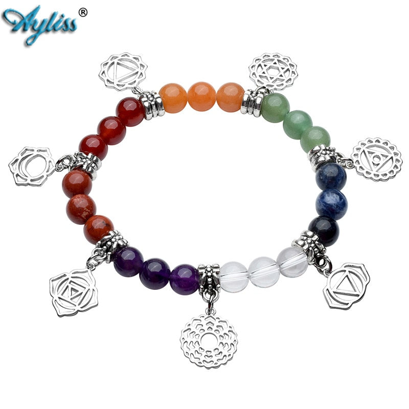 Ayliss Dropship Natursteine ​​Armband Reiki Heilung Gleichgewicht Energie Gebetskette Armbänder Chakra Mala Yoga Meditation Armband