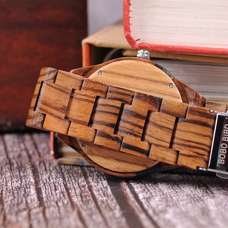 BOBO BIRD Holz Herrenuhr erkek kol saati Mode Luxus Design Uhren Damen Holz und Achat Inlay Case relogio masculino V-Q05