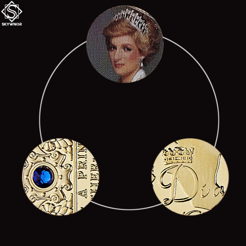 Collectible British Diana Princess Rose With Diamond Last Rose Professional Commemorative Token Coin