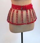 100% handgefertigter, strapazierfähiger, 4-reihiger Käfig-BH aus PU-Leder für Damen, Bondage, Brust, Dessous, BH, Gürtel, Rock, Hüftgurt