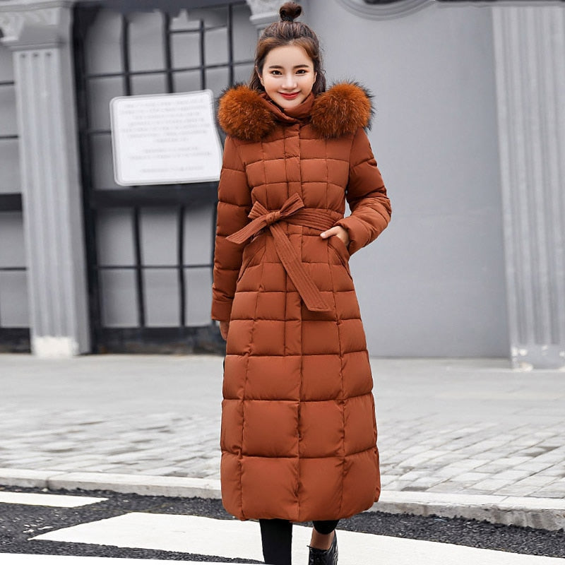 X-Long 2021 nueva llegada moda delgada mujer chaqueta de invierno algodón acolchado cálido grueso abrigo de mujer abrigos largos Parka chaquetas de mujer