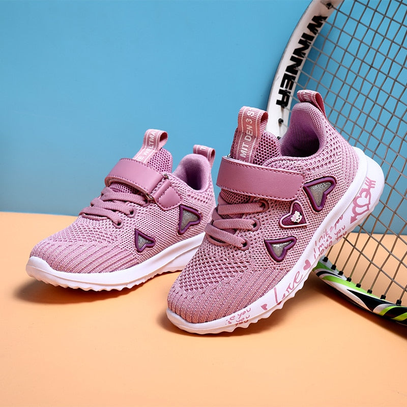 ULKNN Girls Sports Shoes spring New Children&#39;s Double Net Breathable Big Kids Students Pink Wild Children&#39;s Shoes Casual  26-37