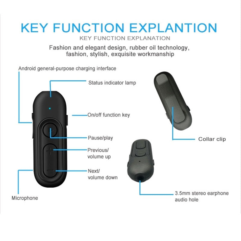 Sport Büro Lavalier Kabelloser In-Ear-Kopfhörer Tragbarer Freisprech-Anruf-Kopfhörer HiFi HD-Musik Bass-Stereo-Bluetooth-Kopfhörer