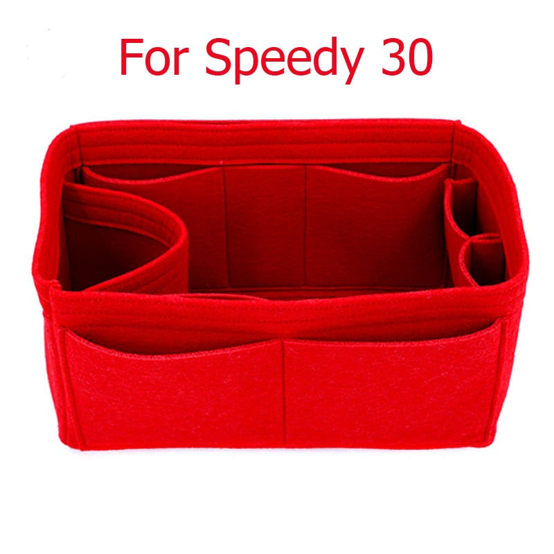 SPEEDY 25 30 35 Bolsa de inserción de tela de fieltro Organizador de bolso de maquillaje Organizador de viaje Bolso interior Bolsas de cosméticos portátiles Nunca llenas