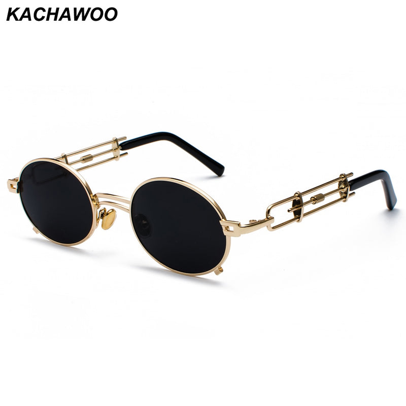 Kachawoo Metal Round Steampunk Sunglasses Men Retro Vintage Gothic Steam Punk Sun Glasses For Women Summer 2018