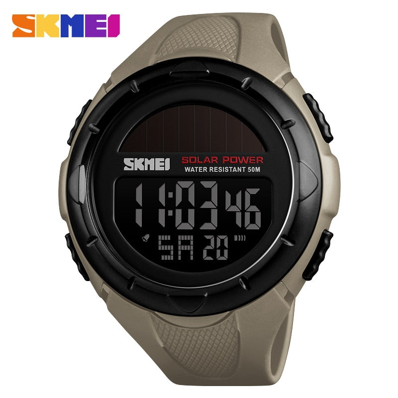 Relojes deportivos militares SKMEI, reloj Digital de choque para exteriores con energía Solar para hombres, relojes de pulsera resistentes al agua Chrono 50M, reloj deportivo