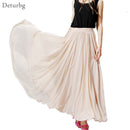 Frauen Boho Stil 3 Schicht Chiffon Langer Rock Weibliche Elegante Hohe Taille Undurchsichtig Strand Maxi Röcke Saia 2021 Frühling SK121