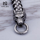 KALEN Punk Animal Wolf Charm Armbänder Herren Edelstahl Pulseira Masculina Lederarmband Boho Schmuck
