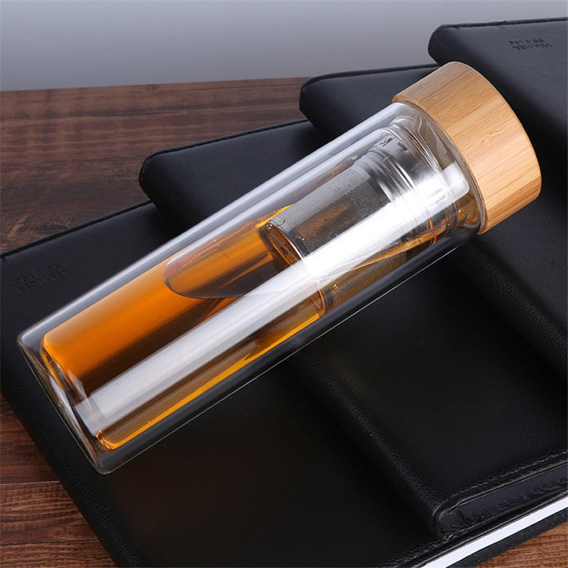 Travel Drinkware Portable Double Wall Glass Tea Bottle Tea Infuser Glass Tumbler Stainless Steel Filters The Tea Filter