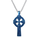 U7 Cross Irish Knot Necklace for Men Stainless Steel Triquetra Viking Triple Horn Of Odin Jewelry Necklace &amp; Pendant P754