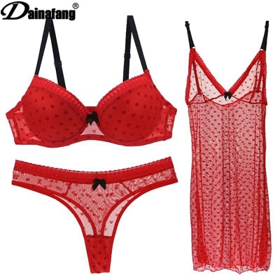 Lencería de marca DAINAFANG 36/80 38/85 40/90 42/95 BC Copa sujetador y breve ropa Sexy camisón conjuntos de ropa interior bragas para mujer