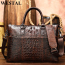 WESTAL Herren Aktentasche Herrentasche Echtes Leder Bürotaschen für Herren Laptoptasche Leder Aktentasche Herren Croco Design Computertaschen