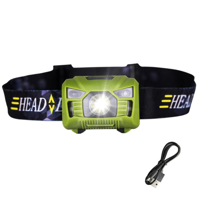 Body Motion Sensor Headlamp Induction USB Rechargeable Headlight 2 Switch Modes Head Flashlight Torch lamp For Camping+USB cable