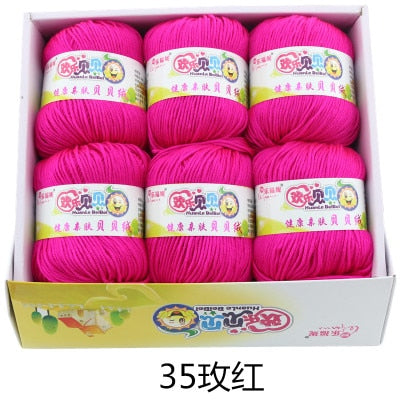 6balls/lot 73 Colors Milk Cotton Yarn Baby Wool Yarn DIY Knitting Children Sweater Hat Hand Knitted Yarn Knit Blanket Crochet