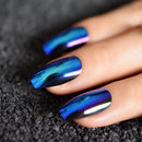 Super Holographice Coffin Nails Mirror Blue Chrome Sparkly Ballerina Fake Nails Mittelgroße Maniküre-Spitzen mit Klebeaufkleber