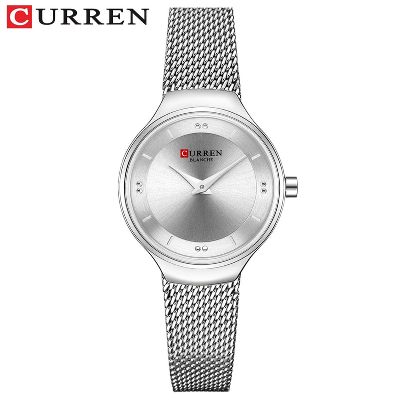 Elegant Women Watches CURREN Fashion Quartz Stainless Steel Mesh Watch Female Simple Wristwatch for Ladies Clock reloj mujer