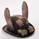 Steampunk Hut Retro Cute Rabbit Bunny Ears Goggle Billycock Bräutigam Punk Bowler Fedora Damen Top Hats
