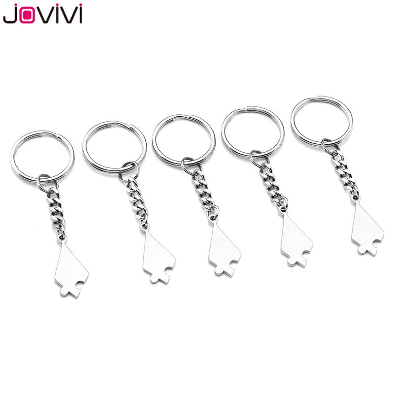 Jovivi Stainless Steel 5/6 Piece Key Ring Best Friends BFF Keychains Friendship Puzzle Piece Charm Gift Key Chain Jewelry