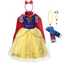 VOGUEON Mädchen Prinzessin Schneewittchen Kostüm Puffärmel Deluxe Prom Party Kleid mit langem Umhang Kinder Halloween Kostüm