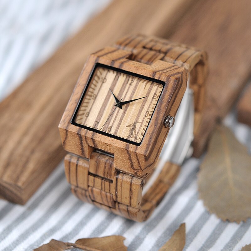 Relojes BOBO BIRD de madera de bambú para hombre, relojes de marca de lujo de diseño rectangular, reloj de banda de madera para hombre