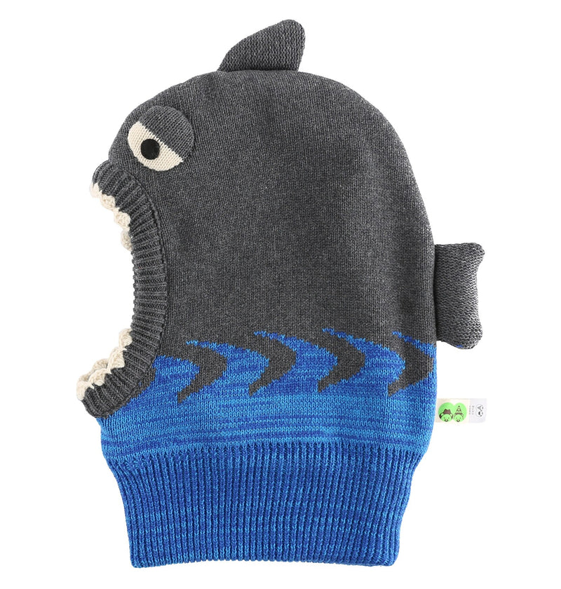 Connectyle Infant Boys Girls Knit Winter Warm Hats Cute Cartoon Shark Fleece Forrado Hood Bufanda Beanies Hat para niños