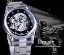 Forsining Classic Dragon Design Silber Edelstahl Diamant Display Herren Automatik Armbanduhren Top Marke Luxus Montre Homme