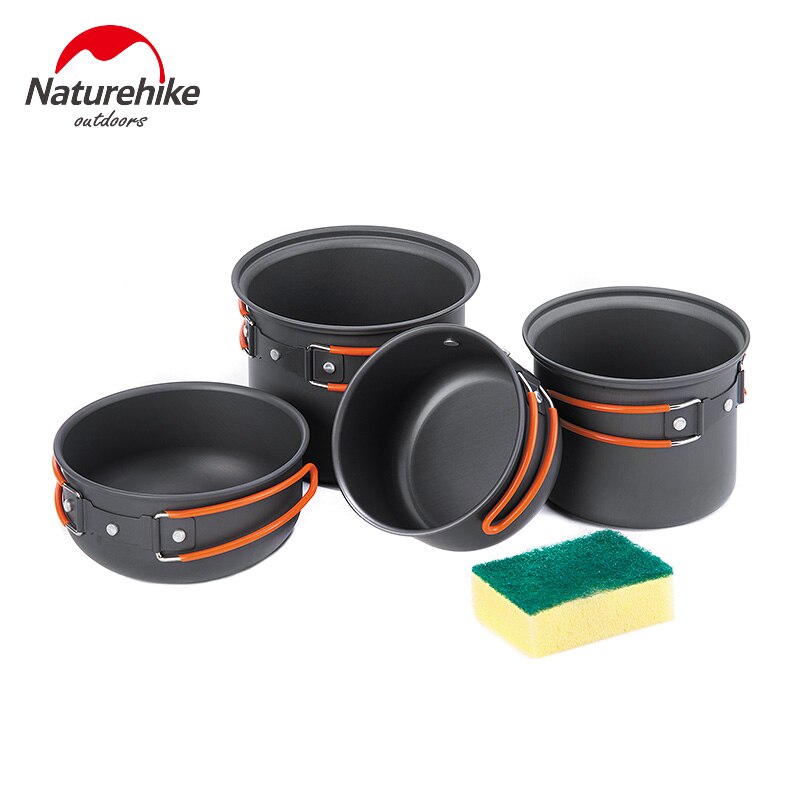 Juegos de ollas para acampar Naturehike para 2-3 personas, utensilios de cocina portátiles para exteriores, olla para Picnic, cuenco para Picnic, Kits de desorden de viaje, NH15T401-G