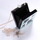 Patchwork Acryl Handtaschen Abend Clutches Hochzeit Geldbörse Geldbörse für Frauen Kette Umhängetasche Damen Dropshipping