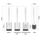 Escobilla de silicona para inodoro con soporte, escobilla de plástico para inodoro, escobilla de limpieza para inodoro de baño montada en la pared o de pie