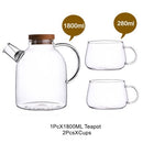 1L / 1.8L Trinkgefäße mit großer Kapazität Glasteekanne Teegeschirr Teekanne Hitzebeständiger Wasserkocher Holzdeckel Home Office Coffee Bar Supplies