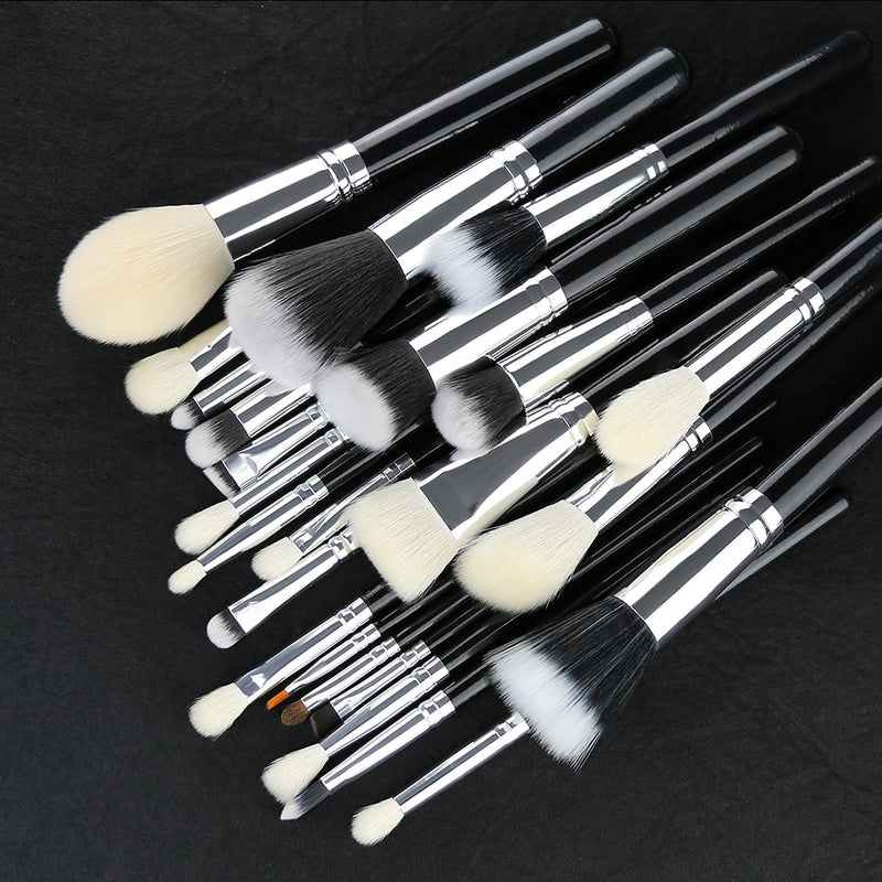 BEILI Schwarzes professionelles Ziegenhaar-Make-up-Pinsel-Puder-Grundlagen-Kontur-Concealer-Augen-Mischen 15/25/30-teiliges Make-up-Pinsel-Set