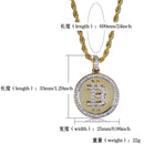 TOPGRILLZ Hip Hop Gold Color Color Plated Iced Out Micro Pave Zirconia Round Bitcoin Pendant Necklace For Men Three Chains