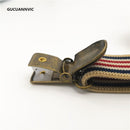 NEW Bronze 3 clip buckle suspenders elastic strap 4 stripes retro women&